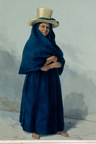 Campesina de Choachí, 1847. Acuarela de Edward Walhouse Mark. Colección Biblioteca Luis Ángel Arango. Ref. AP0128