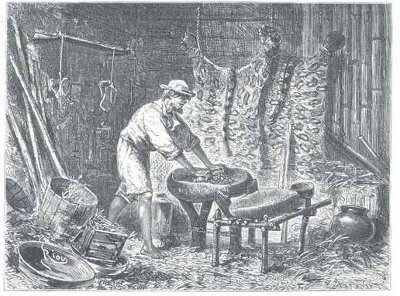 Cocina en las Cruces. Geografia pintoresca de Colombia: viaje de Edouard André (1875-1876).