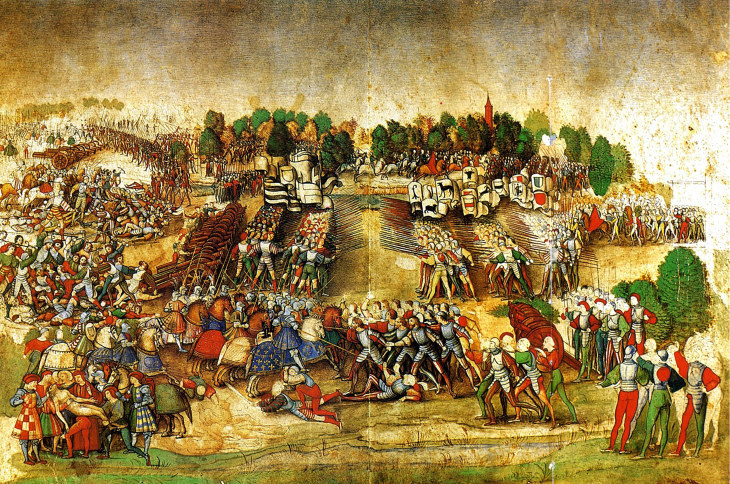 La batalla de Marignano (1515) inspiró a Clément Janequin para componer una obra precursora en el tema.
