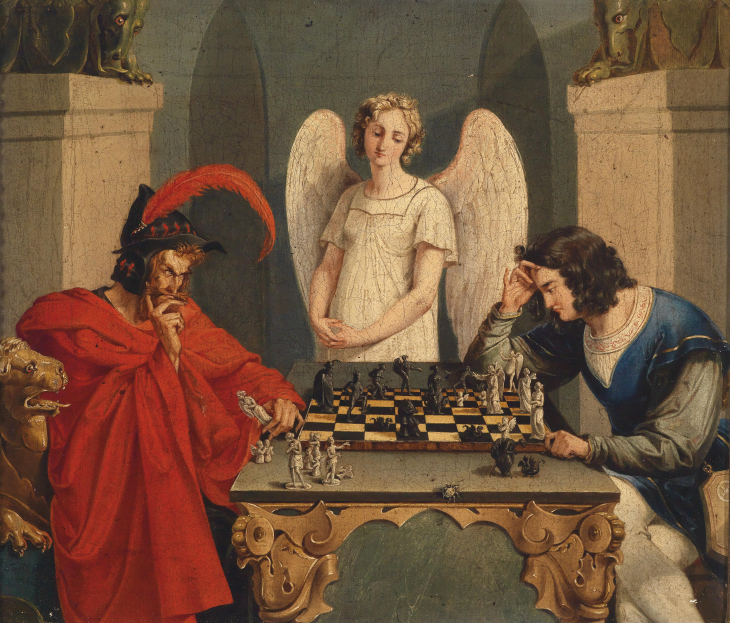 Mefistófeles, que juega al ajedrez contra Fausto en esta pintura de autor anónimo, conquistó la imaginación de Gounod para una de sus óperas. Foto: Creative Commons